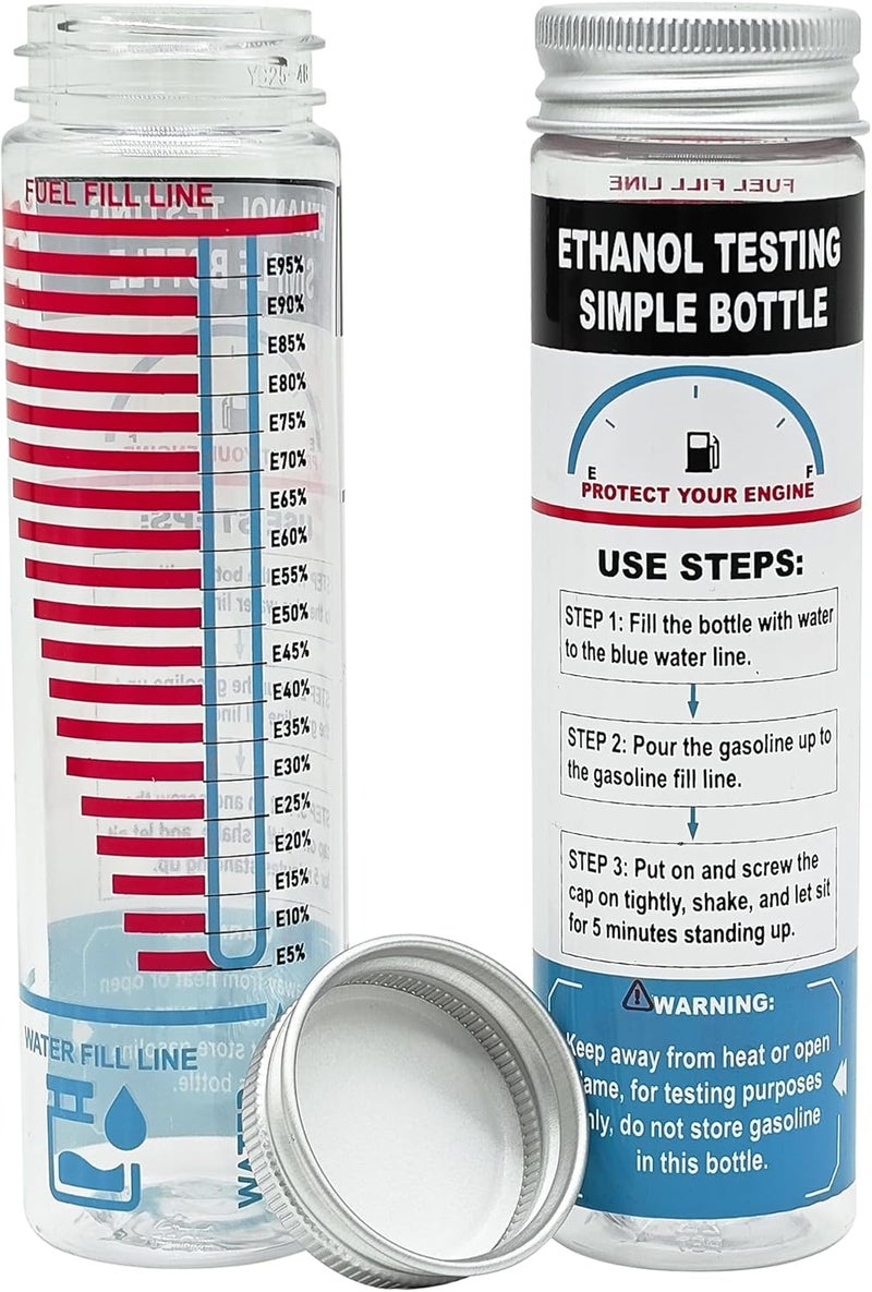 LUCKLYJONE E85 Tester Kit, Reusable Ethanol Test Kit, Wide Mouth Fuel Test Bottle, Gasoline Super Content Tester (2 Pack) - Image 1
